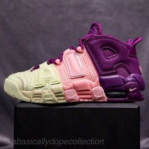 Nike More Uptempo Citron Pink Purple